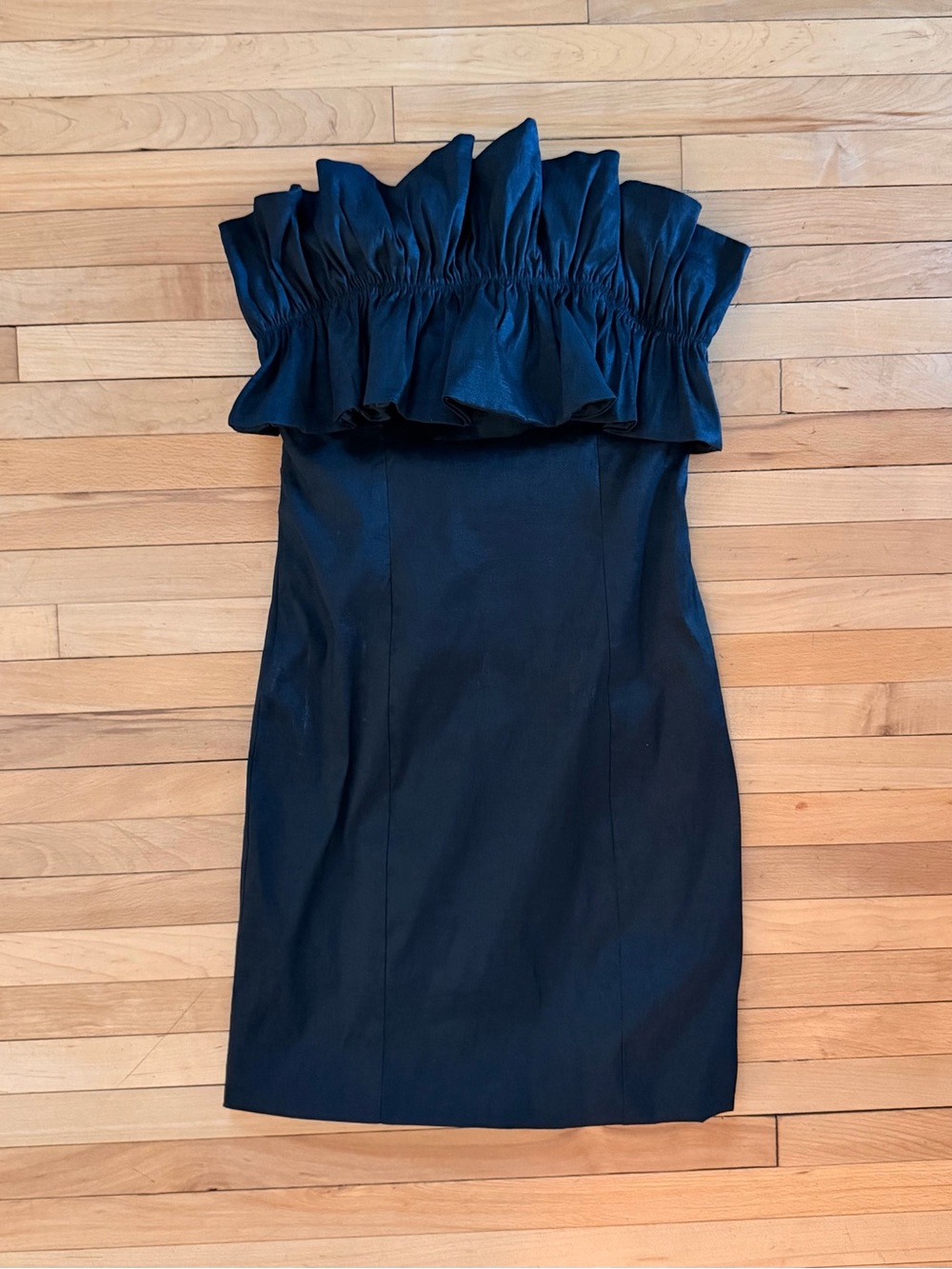 Strapless Little Black Dress Ruffle Bust
